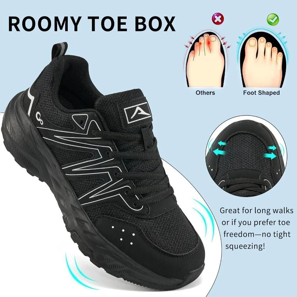 Women's Sneakers Walking Shoes Slip on Cushion Tennis Shoe Workout Gym All Black